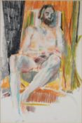 ALBERT B. OGDEN (b. 1928) OIL PASTEL ON PAPER ‘Figure in Deckchair’ Initialled, titled to label