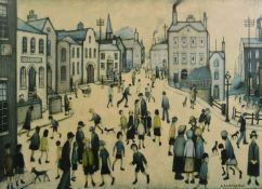 L S LOWRY (1887-1976) UNSIGNED COLOUR PRINT 'Coming Home from the Mill' 22" x 28" (56cm x 71cm)
