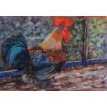 GAIL CARDOW (MODERN) PASTEL ‘King of the Coop’ Signed, titled to label verso 12 ¾” x 18” (32.3cm x