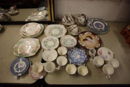 A PART ROYAL STAFFORD TEA SERVICE AND A SELECTION OF CAKE PLATES, SIDE PLATES AND CUP AND SAUCERS,