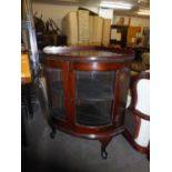 A GEORGE V DOUBLE FRONTED GLAZED LOW FLOOR STANDING CORNER CABINET