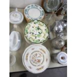 SET OF SIX SPODE BLANC DE CHINE CABBAGE LEAF MOULDED DINNER PLATES, SET OF 8 MINTON CHINA DINNER