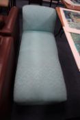 UPHOLSTERED OTTOMAN CHAISE LONGUE, IN POWDER BLUE FABRIC