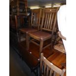 OAK DROP-LEAF TABLE WITH SHAPED LEAVES AND FOUR DINING CHAIRS [5]