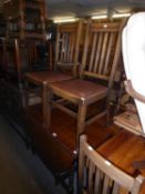 OAK DROP-LEAF TABLE WITH SHAPED LEAVES AND FOUR DINING CHAIRS [5]