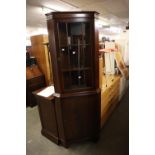 A REPRODUCTION  CUPBOARD AND A SMALL REPRODUCTION MAHOGANY BUREAU (2)