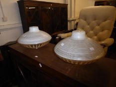 PAIR OF 1970'S GLASS PENDANT LIGHTS [2]