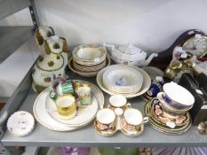 MIXED LOT OF CERAMICS, to include; SHELLEY TEAPOT, PATTERN  NO: 11498, PAIR OF POTTERY MANTLE DOGS