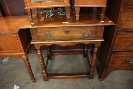 A REPRODUCTION WILLIAM AND MARY REVIVAL TABLE WITH DRAWER AND STRETCHERS