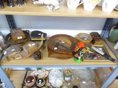 A MARQUETRY MUSICAL TRINKET BOX; A WOODEN SWISS CHALET MUSICAL BOX; A MOTHER OF PEARL INLAID