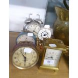 BAYARD, FRENCH BRASS AND BEVELLED PLATE GLASS CARRIAGE CLOCK AND A SMALL ANNIVERSARY CLOCK (LACKS