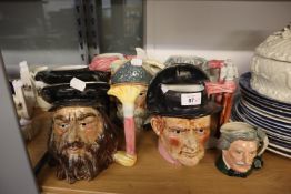 ROYAL DOULTON DON QUIXOTE CHARACTER JUG, A SMALL ROYAL DOULTON MARK TWAIN CHARACTER JUG, AND FIVE