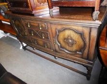 1930's OAK SIDEBOARD, 3 CENTRAL DRAWERS FLANKED BY TWO CUPBOARDS