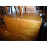 1980'S TEAK TV CABINET, HAVING TWO CUPBOARD DOORS