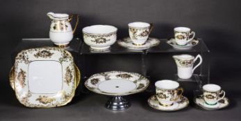 MEITO, JAPAN PORCELAIN TEA SERVICE FOR 12 PERSONS, with TEA CUPS AND SAUCERS, SIDE PLATES, pair of