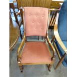 LATE VICTORIAN WOODEN FRAMED ROCKING CHAIR