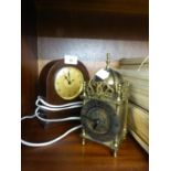 BAKELITE ELECTRIC MANTEL CLOCK, PLUS REPLICA LANTERN CLOCK WITH ELECTRIC WORKS