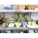 ASSORTED MOSTLY EARLY TWENTIETH CENTURY CERAMICS, AND A GLASS AND EPNS CONDIMENT SET