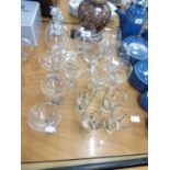 FOUR LARGE BRANDY BALLOONS, THREE BABYCHAM GLASSES, IRISH COFFEE GLASSES AND GLASS TUMBLERS [16]