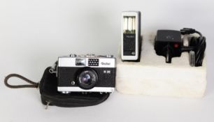 ROLLEI B35 COMPACT 35mm ROLL FILM CAMERA, in case and the Rollei E17C FLASH ATTACHMENT with