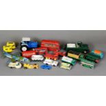 SEVENTEEN PLAYWORN SMALLER SCALE DIE CAST MODEL VEHICLES, including eleven Matchbox pieces - a