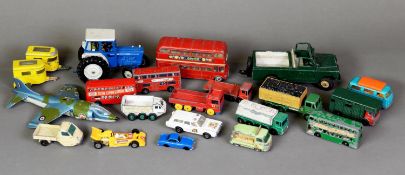 SEVENTEEN PLAYWORN SMALLER SCALE DIE CAST MODEL VEHICLES, including eleven Matchbox pieces - a