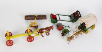 BENBOS QUALITOY, CIRCA 1950s BOXED HORSE-DRAWN LOG CARRIER AND LOG, some loss to paint, box good;