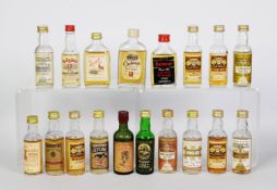 EIGTHEEN VINTAGE TRADITIONAL AND FLASK SHAPE 5cl MINIATURE BOTTLES OF MALT SCOTCH WHISKY all with