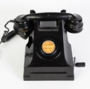 ERICSSON MINING TABLE TELEPHONE, cradle type N 21212, in black composition with side mounted call