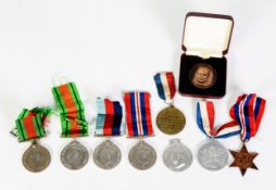 FIVE WORLD WAR II SERVICE MEDALS, viz 1939 - 45 Medal x 2, Defence Medal x 2 and 1939 - 45 Star, all