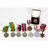 FIVE WORLD WAR II SERVICE MEDALS, viz 1939 - 45 Medal x 2, Defence Medal x 2 and 1939 - 45 Star, all