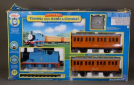 BACHMANN, GERMANY, BOXED LARGE SCALE THOMAS THE TANK ENGINE WITH ANNIE & CLARIBEL TRAIN SET, 1 3/4in