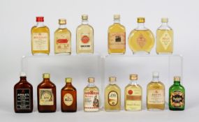 FIFTEEN VINTAGE FLASK SHAPED 5cl MINIATURE BOTTLES OF MALT SCOTCH WHISKY, to include Clynelish