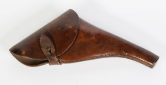 EARLY 20th CENTURY, PROBABLY BRITISH, TAN LEATHER REVOLVER HOLSTER, leg of mutton shape with