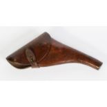 EARLY 20th CENTURY, PROBABLY BRITISH, TAN LEATHER REVOLVER HOLSTER, leg of mutton shape with