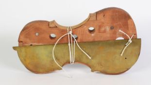VINTAGE HARDWOOD FORM IN THE SHAPE OF A VIOLIN BODY FOR SHAPING /MAKING VIOLIN RIBS, 13 1/2in (34.