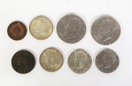 USA 1972 LIBERTY DOLLAR; USA 1776 - 1976 LIBERTY ONE DOLLAR COIN; 3 Kennedy 1966 HALF DOLLARS; one