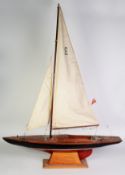VINTAGE POND YACHT in the form of a scale model of a Dragon Olympic Class racing yacht with