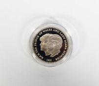 ELIZABETH II 1981 SILVER PROOF CROWN COIN, commemorating the marriage of His Royal Highness The