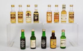THIRTEEN VINTAGE TRADITIONAL SHAPE 5cl MINIATURE BOTTLES OF MALT SCOTCH WHISKY to include Bladnoch