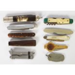 MOTHER OF PEARL CLASP FRUIT KNIFE with silver blade hallmarked Birmingham; EIGHT VARIOUS CLASP