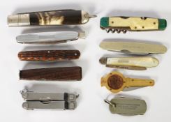 MOTHER OF PEARL CLASP FRUIT KNIFE with silver blade hallmarked Birmingham; EIGHT VARIOUS CLASP