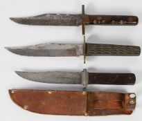 PRE-WAR SIMPLE BOWIE-TYPE KNIFE, the single edge blade with clip point and cast brass guard,