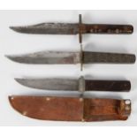 PRE-WAR SIMPLE BOWIE-TYPE KNIFE, the single edge blade with clip point and cast brass guard,