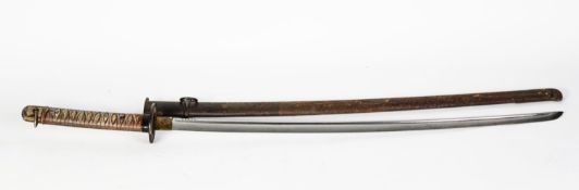 WORLD WAR II JAPANESE NON COMMISSIONED OFFICER'S KATANA, the 27 ½" (70cm) long blade numbered