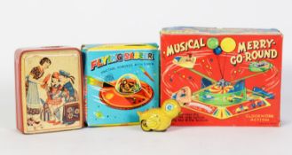BOXED MADE IN HONG KONG PLASTIC 'FLYING SAUCER-FRICTION POWERED WITH SIREN', Together with BOXED