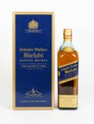 BOXED 70cl SQUARE SECTION BOTTLE OF JOHNNIE WALKER BLUE LABEL SCOTCH WHISKY, a blend of their very