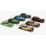 SEVEN DINKY TOYS - SALOON CARS CIRCA 1940's, all playworn and lacking tyres to include 30b Rolls