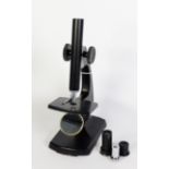 RUSSIAN, CIRCA 1970s STUDENT'S MONOCULAR MICROSCOPE, textured black finish wiht TWO EYE PIECE and