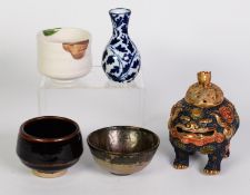 GROUP OF JAPANESE EXPORT CERAMICS, including a Satsuma Corot in the shape of a toad, two differing